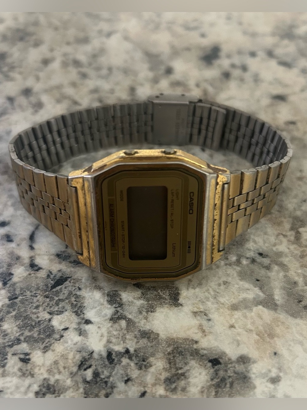 Vintage 1980s Casio A159G Module 595 Gold Digital Watch Untested